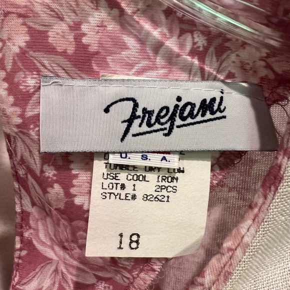 Vintage Frejani Floral Pink Blouse with Lace Embroidered Collar Size 18 - Picture 9 of 12